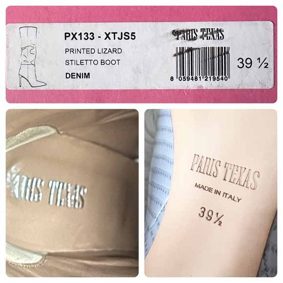 New! PARIS TEXAS 105mm Snakeskin Lizard Effect Knee High Leather Boots in Denim - Picture 15 of 16